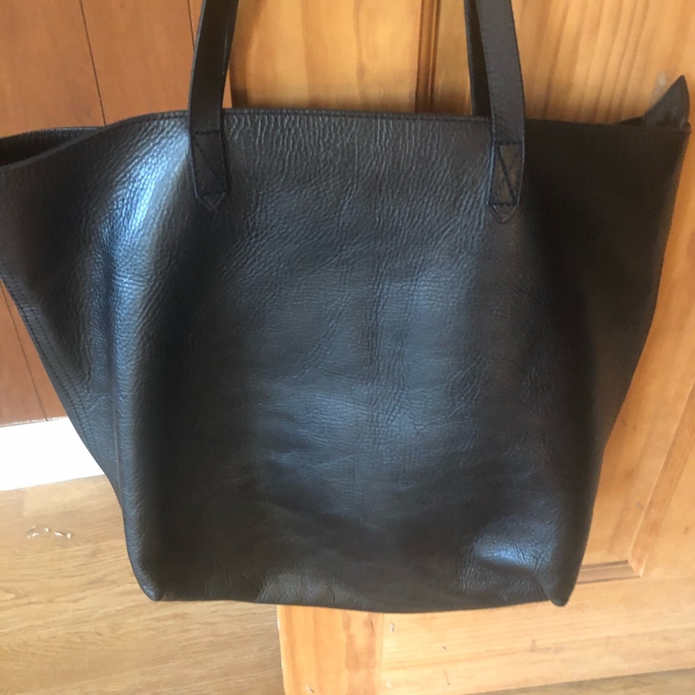 Madewell Black Leather Tote Bag